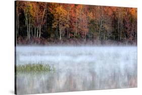 USA, Pennsylvania, Benton. Fog over Pond-Jay O'brien-Stretched Canvas
