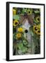 USA, Pennsylvania. Birdhouse and Garden Sunflowers-Jaynes Gallery-Framed Photographic Print