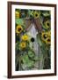USA, Pennsylvania. Birdhouse and Garden Sunflowers-Jaynes Gallery-Framed Photographic Print