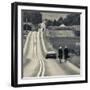 USA, Pennsylvania, Dutch Country, Paradise, Amish Girls on Scooters-Walter Bibikow-Framed Photographic Print