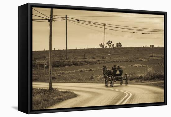 USA, Pennsylvania, Dutch Country, Paradise, Amish Horse and Buggy-Walter Bibikow-Framed Stretched Canvas