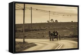 USA, Pennsylvania, Dutch Country, Paradise, Amish Horse and Buggy-Walter Bibikow-Framed Stretched Canvas