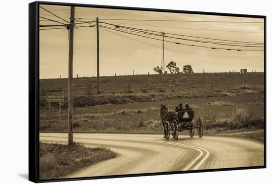 USA, Pennsylvania, Dutch Country, Paradise, Amish Horse and Buggy-Walter Bibikow-Framed Stretched Canvas