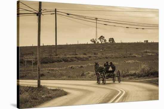 USA, Pennsylvania, Dutch Country, Paradise, Amish Horse and Buggy-Walter Bibikow-Stretched Canvas