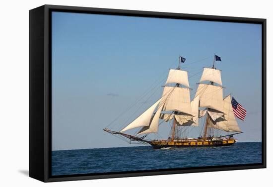 USA, Pennsylvania, Erie. View of sailing ship at sea.-Ellen Anon-Framed Stretched Canvas