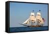 USA, Pennsylvania, Erie. View of sailing ship at sea.-Ellen Anon-Framed Stretched Canvas