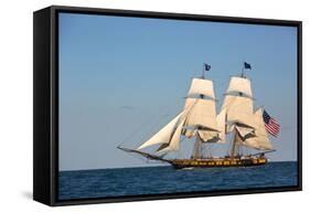 USA, Pennsylvania, Erie. View of sailing ship at sea.-Ellen Anon-Framed Stretched Canvas