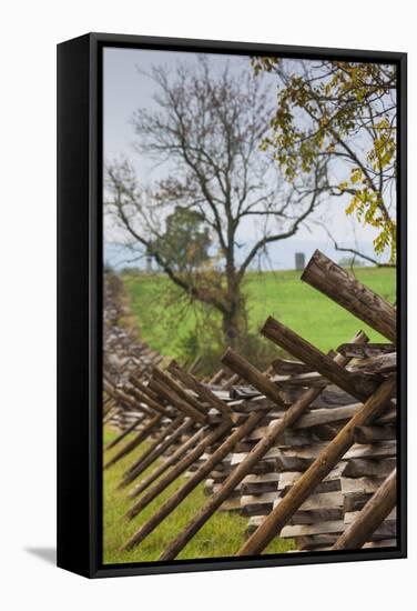 USA, Pennsylvania, Gettysburg, Battle of Gettysburg, Battlefield Fence-Walter Bibikow-Framed Stretched Canvas