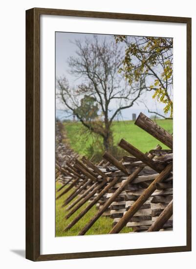 USA, Pennsylvania, Gettysburg, Battle of Gettysburg, Battlefield Fence-Walter Bibikow-Framed Photographic Print