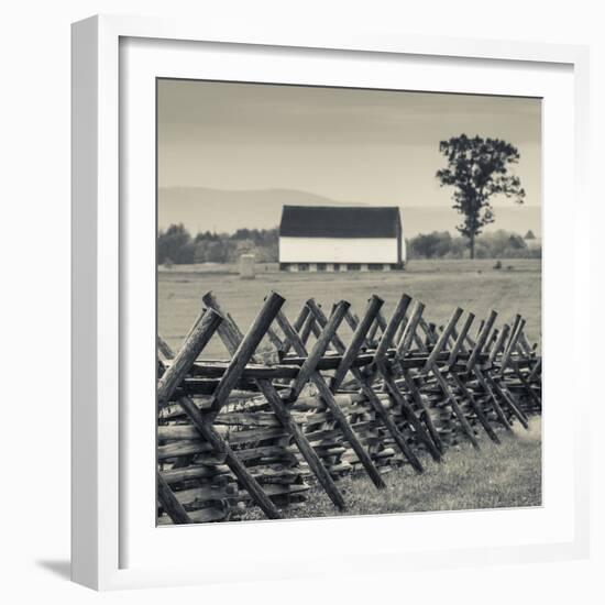 USA, Pennsylvania, Gettysburg, Battle of Gettysburg, Battlefield Fence-Walter Bibikow-Framed Photographic Print