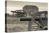 USA, Pennsylvania, Gettysburg, Battlefield Monument and Cannon-Walter Bibikow-Stretched Canvas