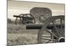 USA, Pennsylvania, Gettysburg, Battlefield Monument and Cannon-Walter Bibikow-Mounted Photographic Print