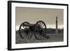 USA, Pennsylvania, Gettysburg, Battlefield Monument and Cannon-Walter Bibikow-Framed Photographic Print