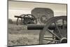 USA, Pennsylvania, Gettysburg, Battlefield Monument and Cannon-Walter Bibikow-Mounted Photographic Print