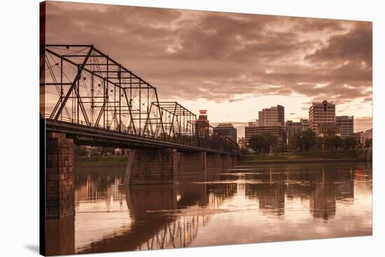 USA, Pennsylvania, Harrisburg, City Skyline from the Susquehanna River-Walter Bibikow-Stretched Canvas