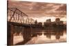 USA, Pennsylvania, Harrisburg, City Skyline from the Susquehanna River-Walter Bibikow-Stretched Canvas