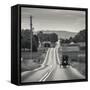 USA, Pennsylvania, Pennsylvania Dutch Country, Paradise, Amish Horse and Buggy on Paradise Lane-Walter Bibikow-Framed Stretched Canvas