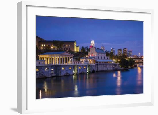 USA, Pennsylvania, Philadelphia, Fairmont Waterworks and City Skyline-Walter Bibikow-Framed Photographic Print