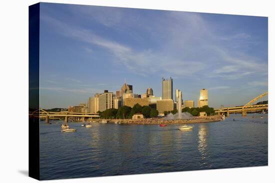 USA, Pennsylvania, Pittsburgh. Boats in Front of Point State Park-Kevin Oke-Stretched Canvas