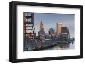 USA, Rhode Island, Providence, city skyline from the Providence River at dawn-Walter Bibikow-Framed Photographic Print