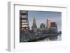 USA, Rhode Island, Providence, city skyline from the Providence River at dawn-Walter Bibikow-Framed Photographic Print