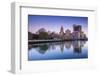 USA, Rhode Island, Providence, city skyline from the Providence River at dawn-Walter Bibikow-Framed Photographic Print