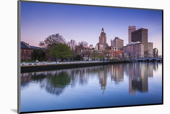 USA, Rhode Island, Providence, city skyline from the Providence River at dawn-Walter Bibikow-Mounted Photographic Print