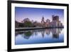 USA, Rhode Island, Providence, city skyline from the Providence River at dawn-Walter Bibikow-Framed Premium Photographic Print