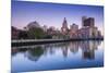 USA, Rhode Island, Providence, city skyline from the Providence River at dawn-Walter Bibikow-Mounted Premium Photographic Print