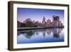 USA, Rhode Island, Providence, city skyline from the Providence River at dawn-Walter Bibikow-Framed Photographic Print