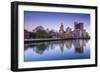 USA, Rhode Island, Providence, city skyline from the Providence River at dawn-Walter Bibikow-Framed Photographic Print