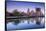 USA, Rhode Island, Providence, city skyline from the Providence River at dawn-Walter Bibikow-Framed Stretched Canvas
