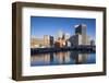 USA, Rhode Island, Providence, city skyline from the Providence River at dawn-Walter Bibikow-Framed Photographic Print