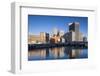 USA, Rhode Island, Providence, city skyline from the Providence River at dawn-Walter Bibikow-Framed Photographic Print