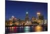 USA, Rhode Island, Providence, city skyline from the Providence River at dusk-Walter Bibikow-Mounted Premium Photographic Print