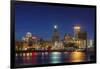 USA, Rhode Island, Providence, city skyline from the Providence River at dusk-Walter Bibikow-Framed Photographic Print