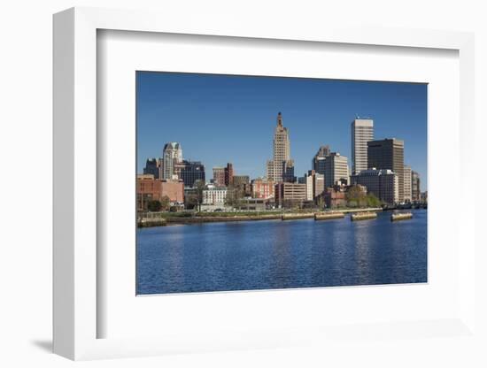 USA, Rhode Island, Providence, city skyline from the Providence River, morning-Walter Bibikow-Framed Photographic Print