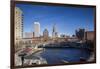 USA, Rhode Island, Providence, city skyline from Waterplace Park-Walter Bibikow-Framed Photographic Print