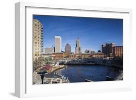 USA, Rhode Island, Providence, city skyline from Waterplace Park-Walter Bibikow-Framed Photographic Print