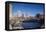 USA, Rhode Island, Providence, city skyline from Waterplace Park-Walter Bibikow-Framed Stretched Canvas