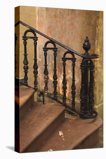 USA, Savannah, Georgia. Home in the Historic District with wrought iron rail.-Joanne Wells-Stretched Canvas
