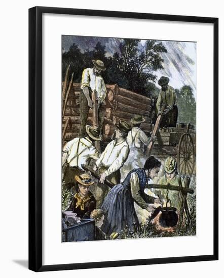 Usa. Settlers Building their Homes in the West (1874).-Tarker-Framed Giclee Print