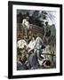 Usa. Settlers Building their Homes in the West (1874).-Tarker-Framed Giclee Print