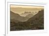 USA, South Dakota, Badlands National Park. Sunrise mist over eroded formations.-Jaynes Gallery-Framed Photographic Print