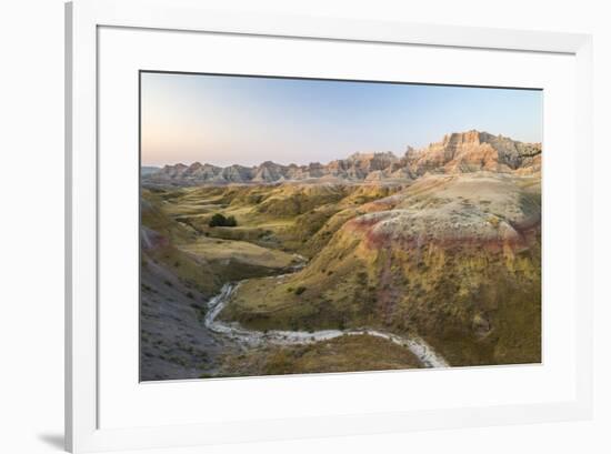 USA, South Dakota, Badlands National Park. Sunrise over eroded formations.-Jaynes Gallery-Framed Photographic Print