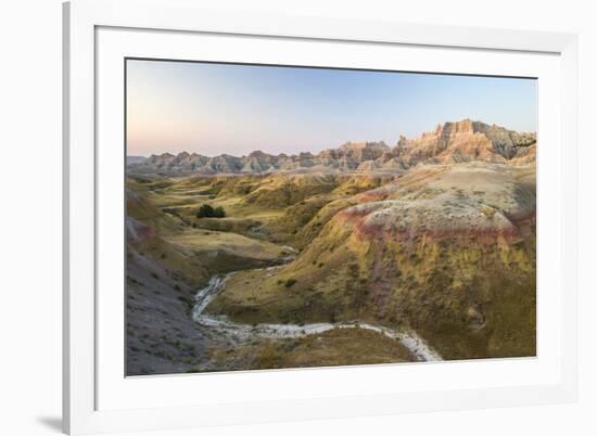 USA, South Dakota, Badlands National Park. Sunrise over eroded formations.-Jaynes Gallery-Framed Photographic Print