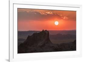 USA, South Dakota, Badlands National Park. Sunset over eroded formations.-Jaynes Gallery-Framed Photographic Print