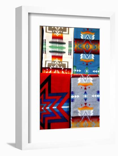 USA,  South Dakota,  Rapid City,  Prairie Edge Trading Co. Typical Pendleton blanket-Cindy Miller Hopkins-Framed Photographic Print