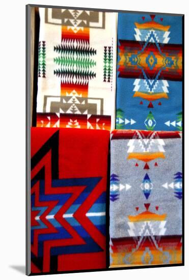 USA,  South Dakota,  Rapid City,  Prairie Edge Trading Co. Typical Pendleton blanket-Cindy Miller Hopkins-Mounted Photographic Print