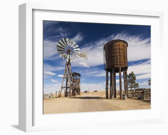 USA, South Dakota, Stamford, 1880 Town, Pioneer Village, Windmill-Walter Bibikow-Framed Photographic Print